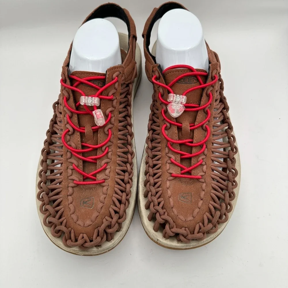 Keen‎ Uneek Paracord Sandals Mens 12M Brown Red Bungee Hiking Gorpcore Outdoors
